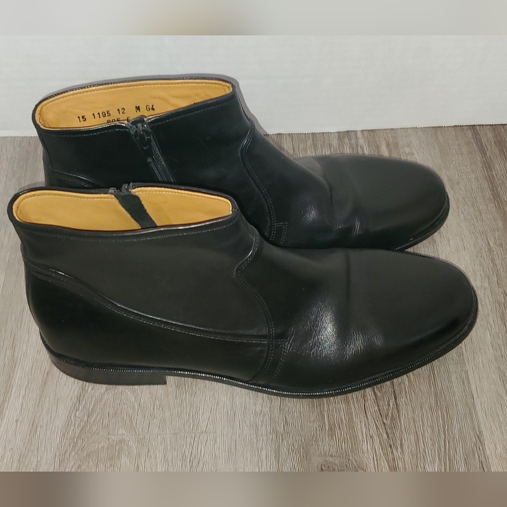 Men's Black Dress Boots Size 12 - Genuine Leather Ankle Boots